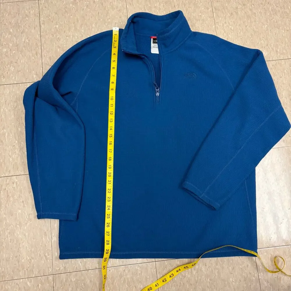 The North Face Blue 1/4 Zip Grid Fleece Pullover Gorpcore Cabincore Camping XL